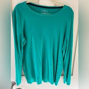 Talbots Green Long Sleeve Cotton Tee Size 1X